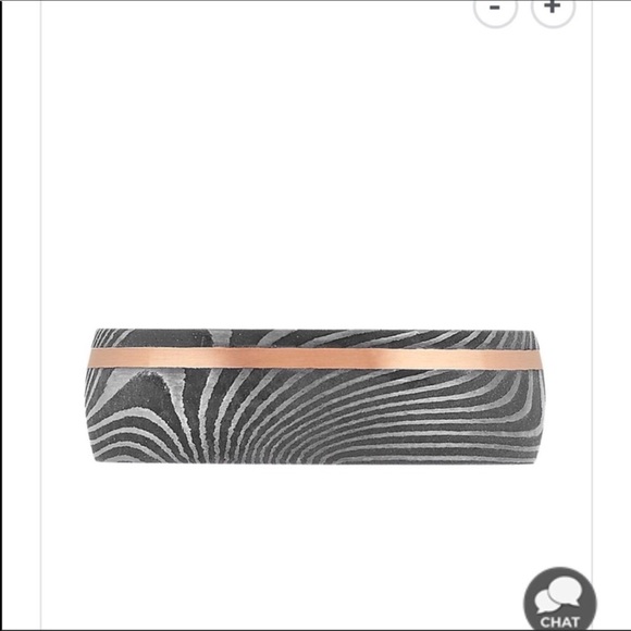 SHANE CO Stylish & Sophisticated Mens Wedding Band Damascus Steel 14K New in Box - Picture 6 of 9